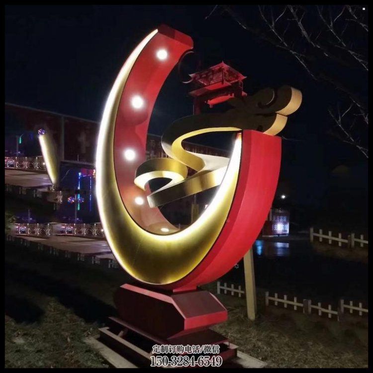 月亮雕塑观赏型，街景小品，镂空月亮雕塑主题常用