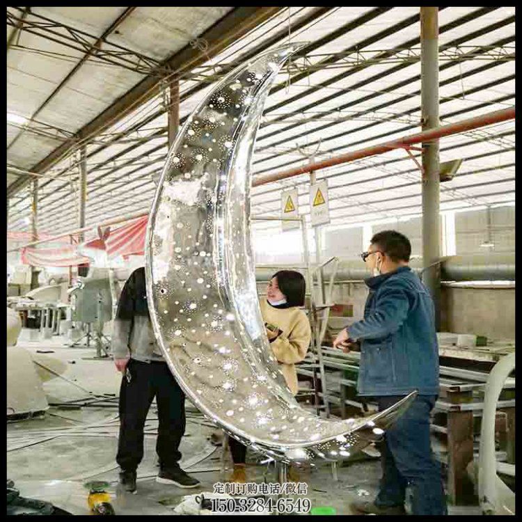 月亮雕塑制作专供，园林装饰，建筑镂空月亮雕塑批发