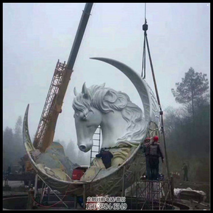月亮雕塑通用，陆地摆件，各类月亮马头雕塑点击